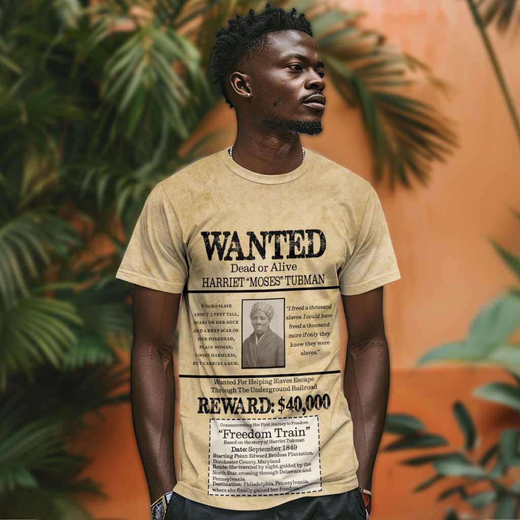 Harriet Tubman Freedom T shirt Vintage Wanted Poster Style - African Pride
