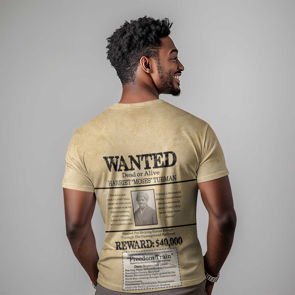 Harriet Tubman Freedom T shirt Vintage Wanted Poster Style - African Pride