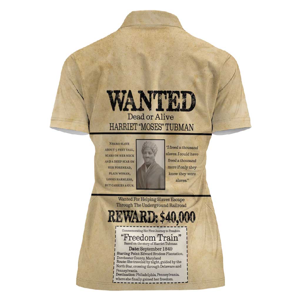 Harriet Tubman Freedom Women Polo Shirt Vintage Wanted Poster Style - African Pride