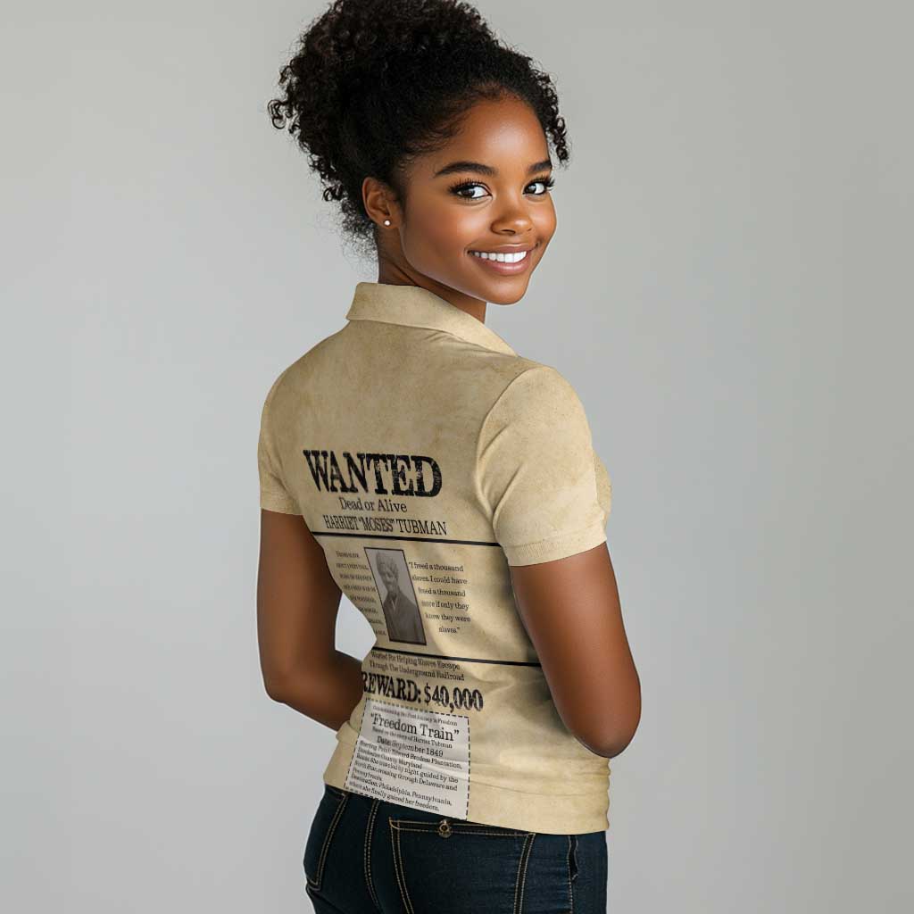 Harriet Tubman Freedom Women Polo Shirt Vintage Wanted Poster Style - African Pride