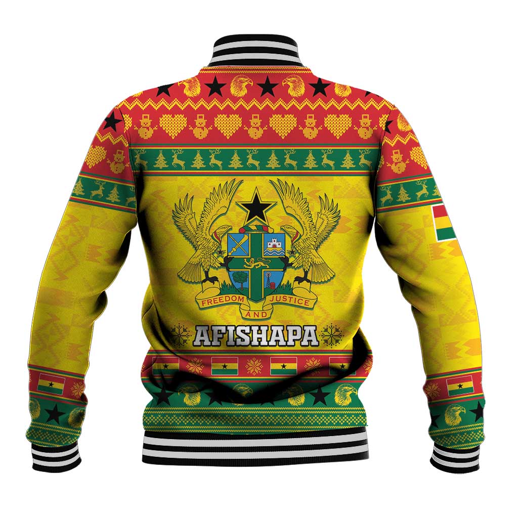Afro Ghana Christmas Baseball Jacket Coat Of Arms - Kente Pattern