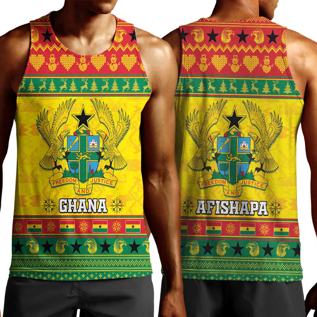 Afro Ghana Christmas Men Tank Top Coat Of Arms - Kente Pattern
