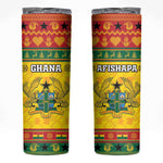 Afro Ghana Christmas Skinny Tumbler Coat Of Arms - Kente Pattern