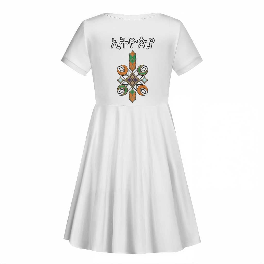 Ethiopia Kid Short Sleeve Dress Ethiopian Traditional Habesha Style