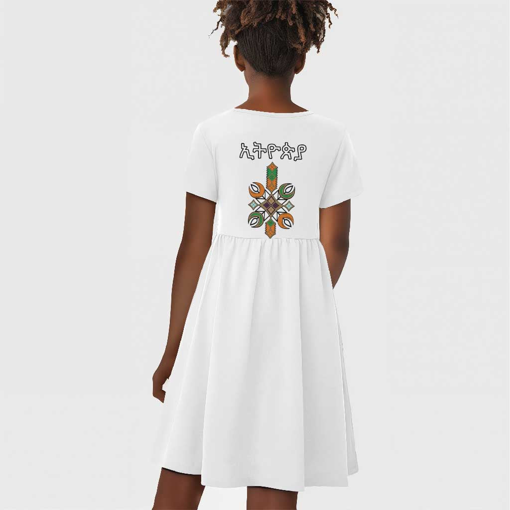 Ethiopia Kid Short Sleeve Dress Ethiopian Traditional Habesha Style