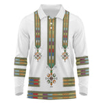 Ethiopia Long Sleeve Polo Shirt Ethiopian Traditional Habesha Style