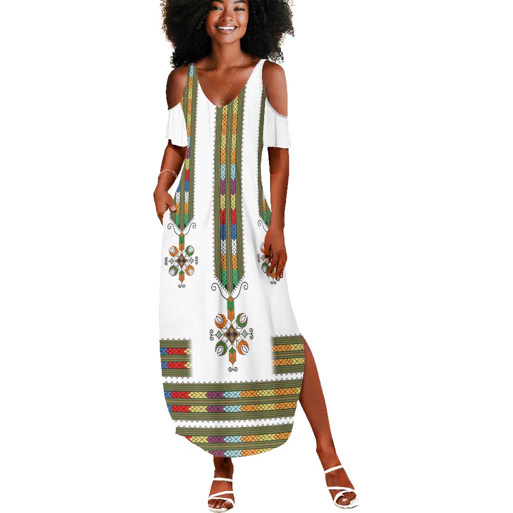 Ethiopia Summer Maxi Dress - Ethiopian Traditional Habesha Style All Over Print Ethiopia Summer Maxi Dress - Ethiopian Traditional Habesha Style All Over Print