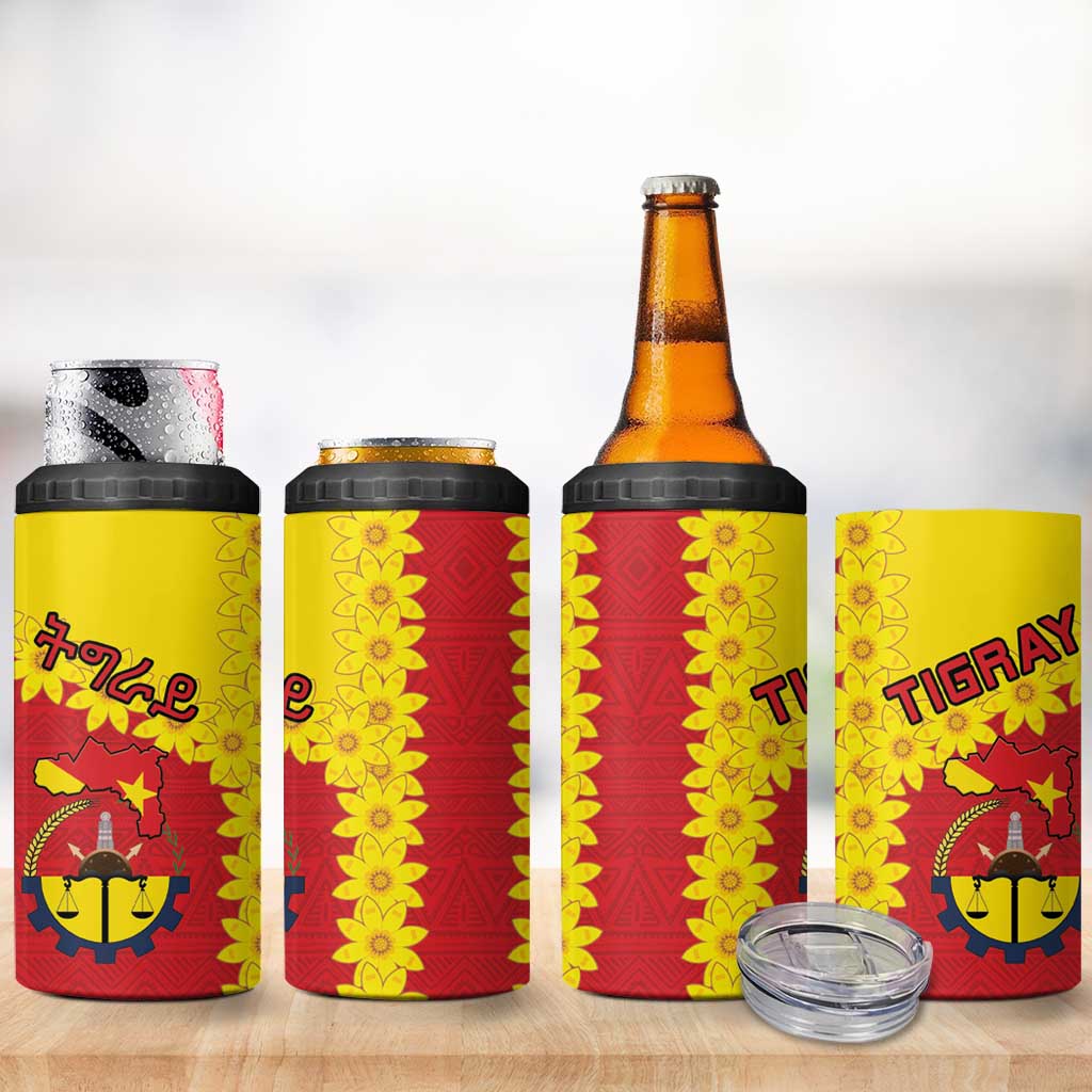 Tigray Ethiopia 4 in 1 Can Cooler Tumbler Tigray Seal With Flag Map - African Pattern