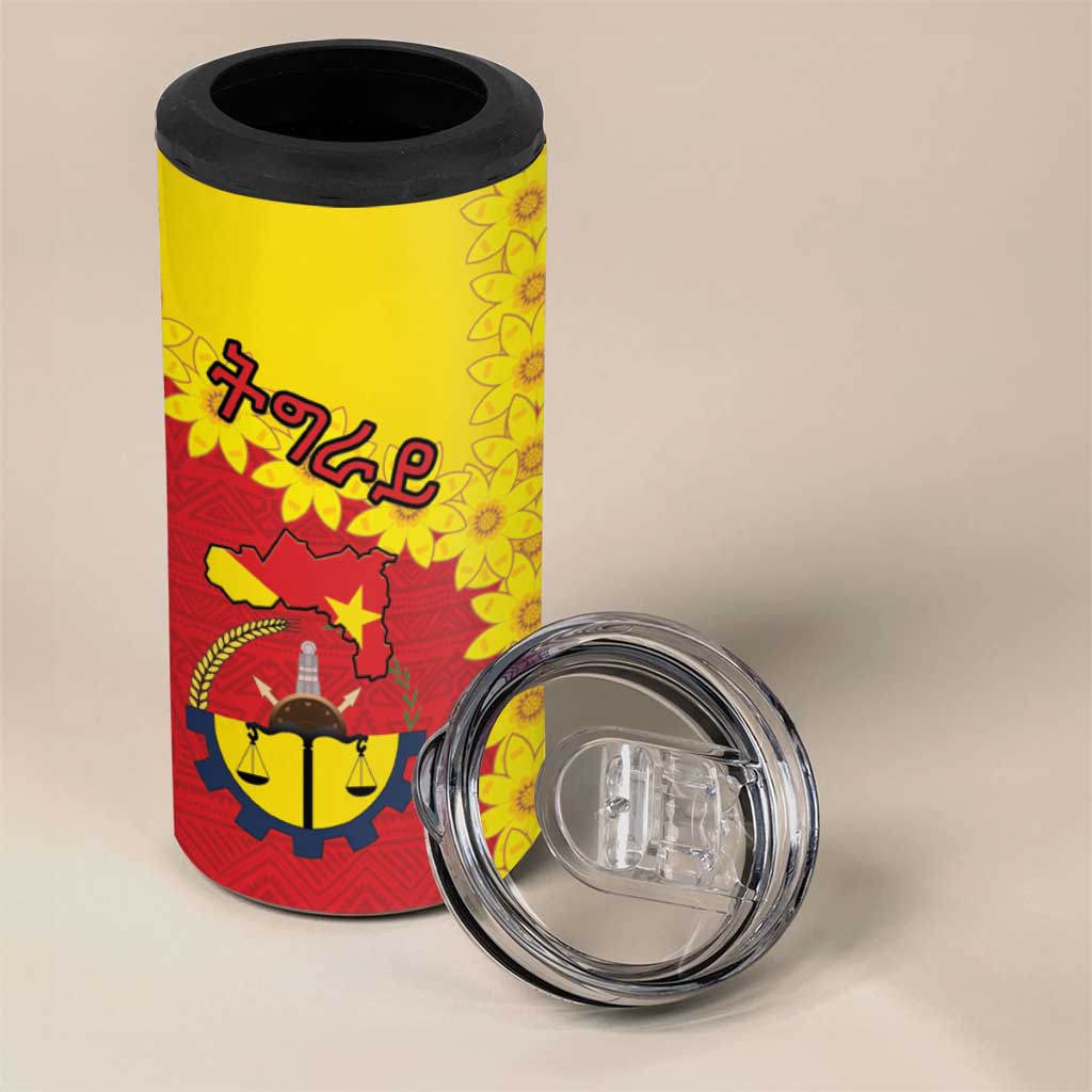Tigray Ethiopia 4 in 1 Can Cooler Tumbler Tigray Seal With Flag Map - African Pattern