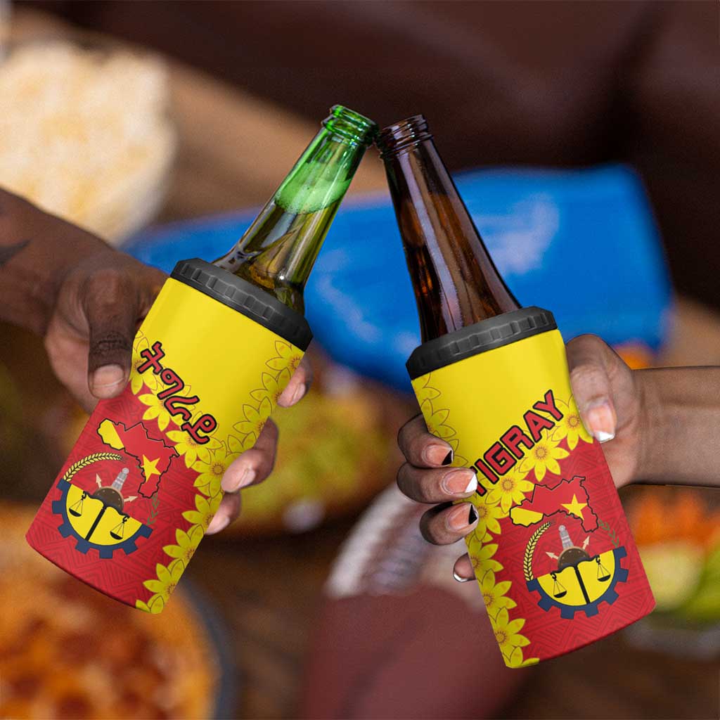 Tigray Ethiopia 4 in 1 Can Cooler Tumbler Tigray Seal With Flag Map - African Pattern