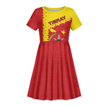 Tigray Ethiopia Kid Short Sleeve Dress Tigray Seal With Flag Map - African Pattern