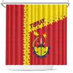 Tigray Ethiopia Shower Curtain Tigray Seal With Flag Map - African Pattern