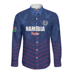 Custom Namibia Cricket Long Sleeve Button Shirt Go Champions - African Pride