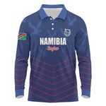 Custom Namibia Cricket Long Sleeve Polo Shirt Go Champions - African Pride