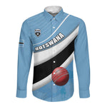 Custom Botswana Cricket Long Sleeve Button Shirt Go Champions Baggy Blues - African Pride
