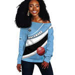 Custom Botswana Cricket Off Shoulder Sweater Go Champions Baggy Blues - African Pride