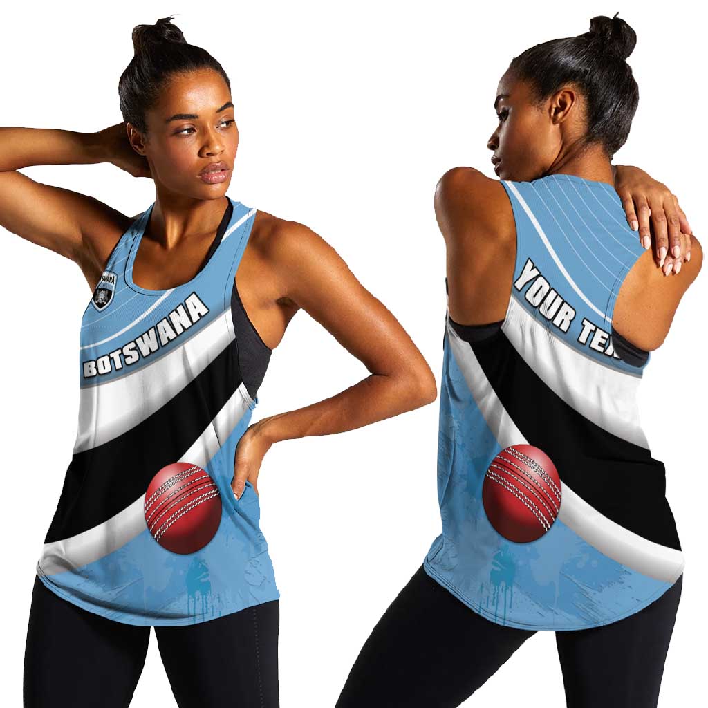 Custom Botswana Cricket Women Racerback Tank Go Champions Baggy Blues - African Pride