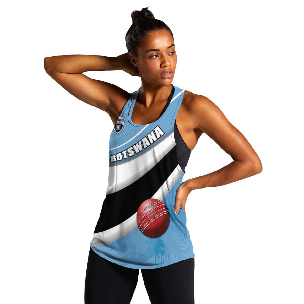Custom Botswana Cricket Women Racerback Tank Go Champions Baggy Blues - African Pride