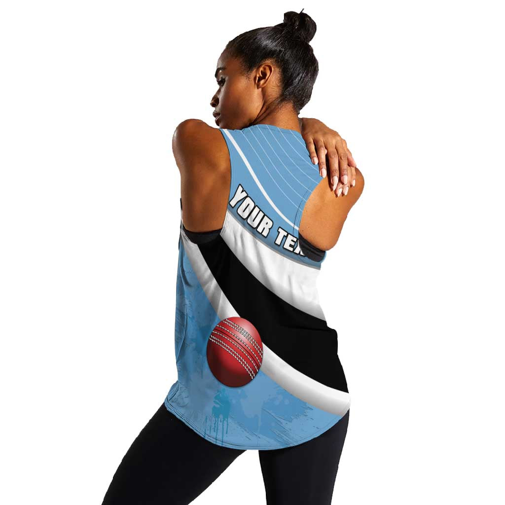 Custom Botswana Cricket Women Racerback Tank Go Champions Baggy Blues - African Pride