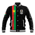 Personalized Burkina Faso Baseball Jacket Striped Black - Bogolan Pattern - African Pride