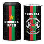 Personalized Burkina Faso 4 in 1 Can Cooler Tumbler Striped Black - Bogolan Pattern - African Pride