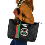 Burkina Faso Leather Tote Bag Striped Black - Bogolan Pattern - African Pride