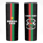 Personalized Burkina Faso Skinny Tumbler Striped Black - Bogolan Pattern - African Pride
