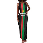 Personalized Burkina Faso Tank Maxi Dress Striped Black - Bogolan Pattern - African Pride