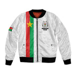 Personalized Burkina Faso Bomber Jacket Striped White - Bogolan Pattern - African Pride