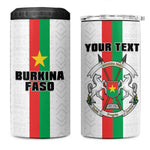 Personalized Burkina Faso 4 in 1 Can Cooler Tumbler Striped White - Bogolan Pattern - African Pride