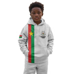 Personalized Burkina Faso Kid Hoodie Striped White - Bogolan Pattern - African Pride