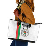 Burkina Faso Leather Tote Bag Striped White - Bogolan Pattern - African Pride