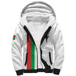 Personalized Burkina Faso Sherpa Hoodie Striped White - Bogolan Pattern - African Pride
