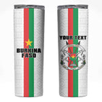 Personalized Burkina Faso Skinny Tumbler Striped White - Bogolan Pattern - African Pride