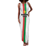 Personalized Burkina Faso Tank Maxi Dress Striped White - Bogolan Pattern - African Pride
