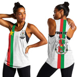 Personalized Burkina Faso Women Racerback Tank Striped White - Bogolan Pattern - African Pride