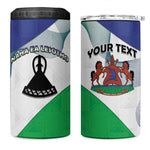 Personalized Naha ea Lesotho 4 in 1 Can Cooler Tumbler Coat Of Arms With Kente Pattern - African Pride