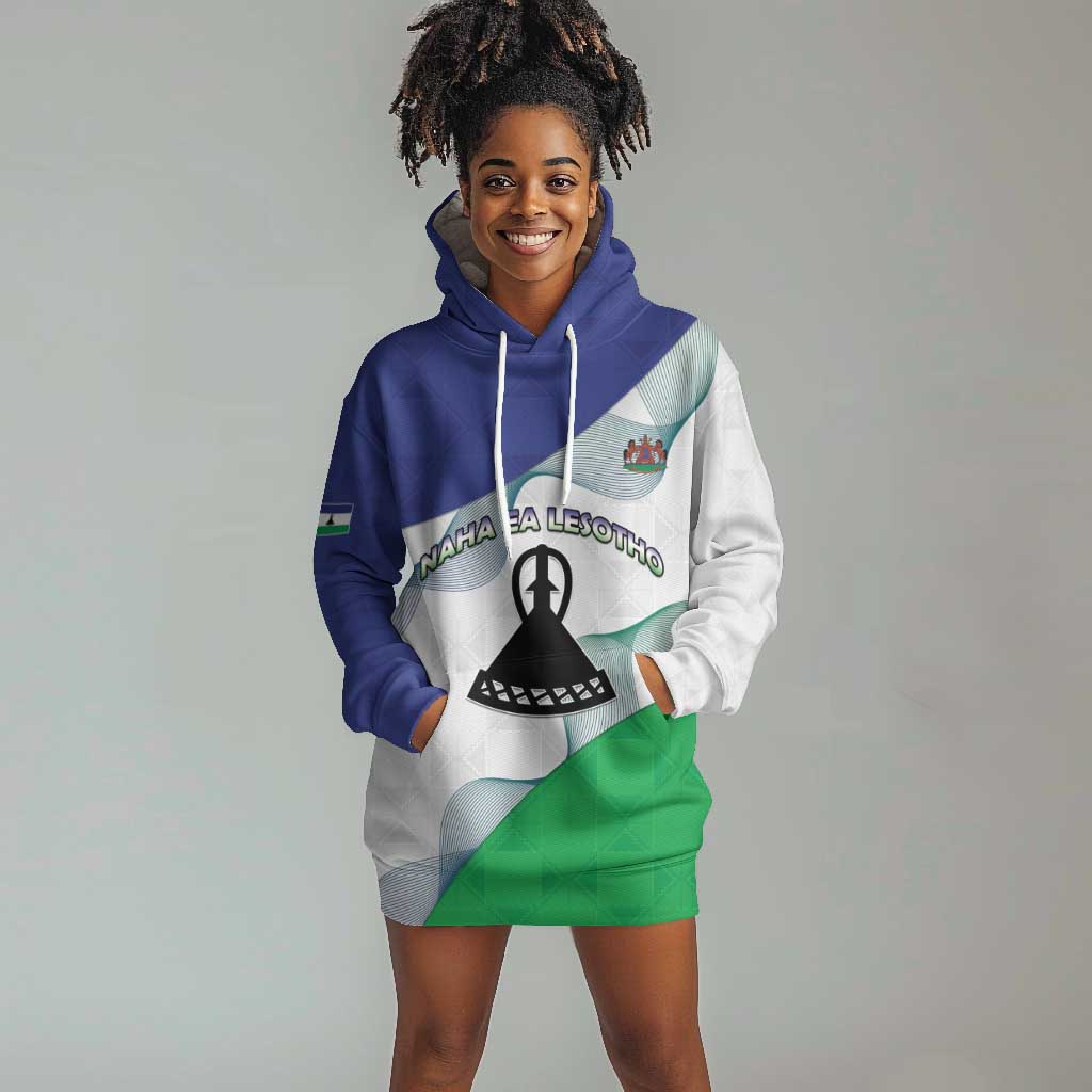 Personalized Naha ea Lesotho Hoodie Dress Coat Of Arms With Kente Pattern - African Pride