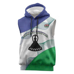 Personalized Naha ea Lesotho Sleeveless Hoodie Coat Of Arms With Kente Pattern - African Pride