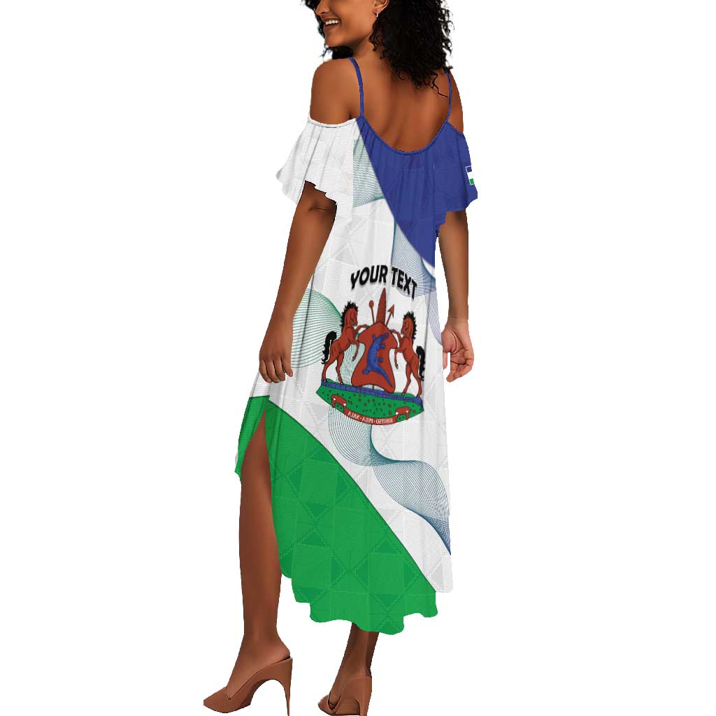 Personalized Naha ea Lesotho Summer Maxi Dress Coat Of Arms With Kente Pattern - African Pride