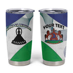 Personalized Naha ea Lesotho Tumbler Cup Coat Of Arms With Kente Pattern - African Pride