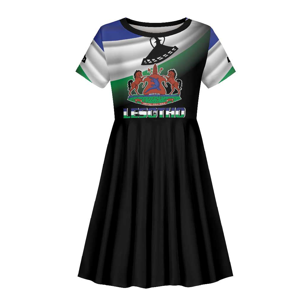 Happy Lesotho Independence Day Kid Short Sleeve Dress Khotso Pula Nala - African Pride