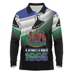 Happy Lesotho Independence Day Long Sleeve Polo Shirt Khotso Pula Nala - African Pride