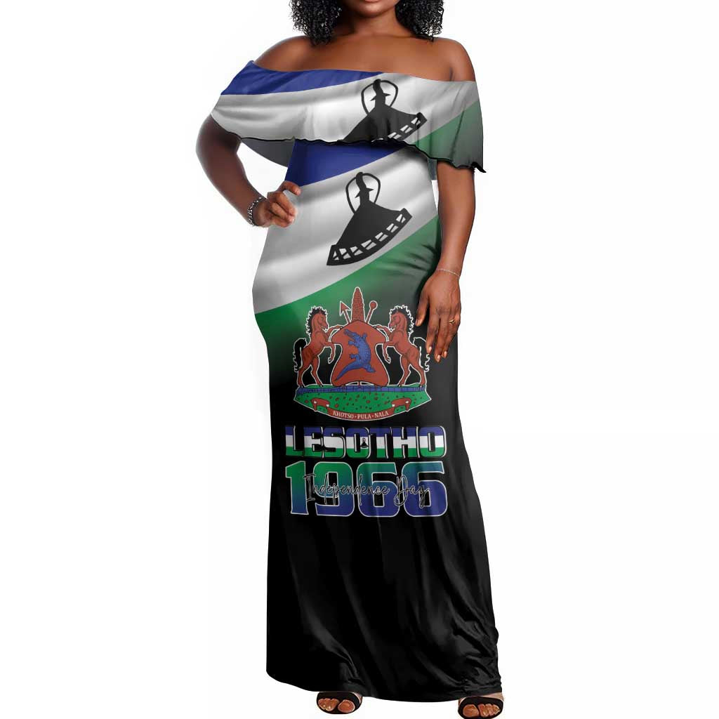 Happy Lesotho Independence Day Off Shoulder Maxi Dress Khotso Pula Nala - African Pride