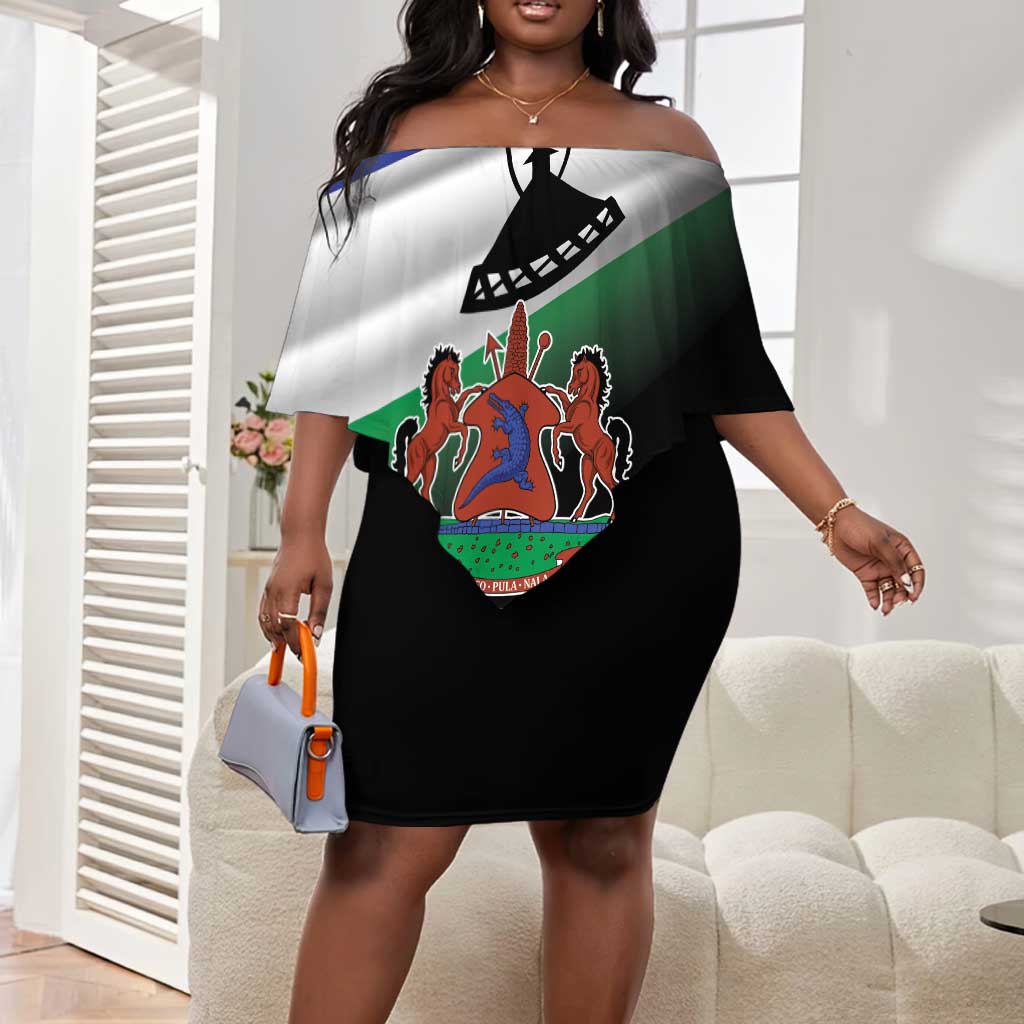Happy Lesotho Independence Day Off Shoulder Short Dress Khotso Pula Nala - African Pride