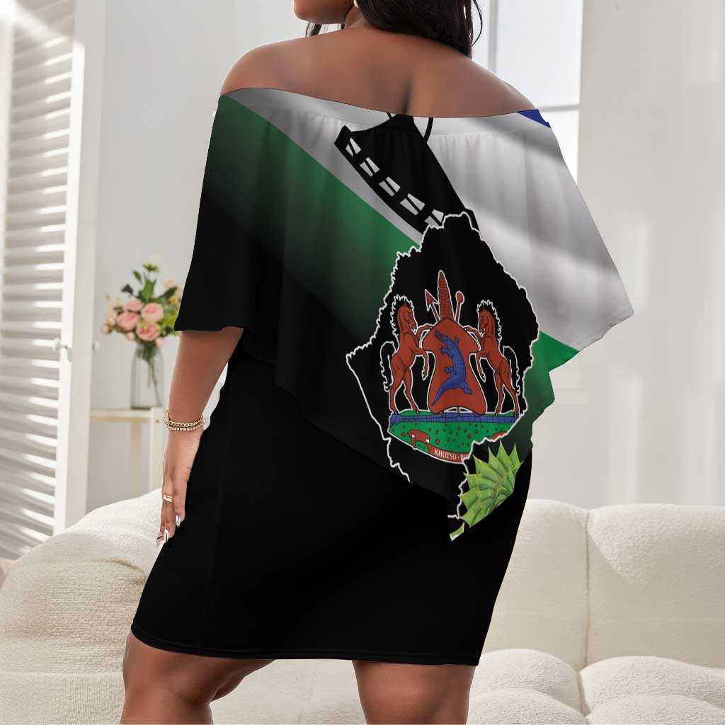 Happy Lesotho Independence Day Off Shoulder Short Dress Khotso Pula Nala - African Pride