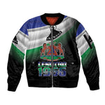 Happy Lesotho Independence Day Sleeve Zip Bomber Jacket Khotso Pula Nala - African Pride