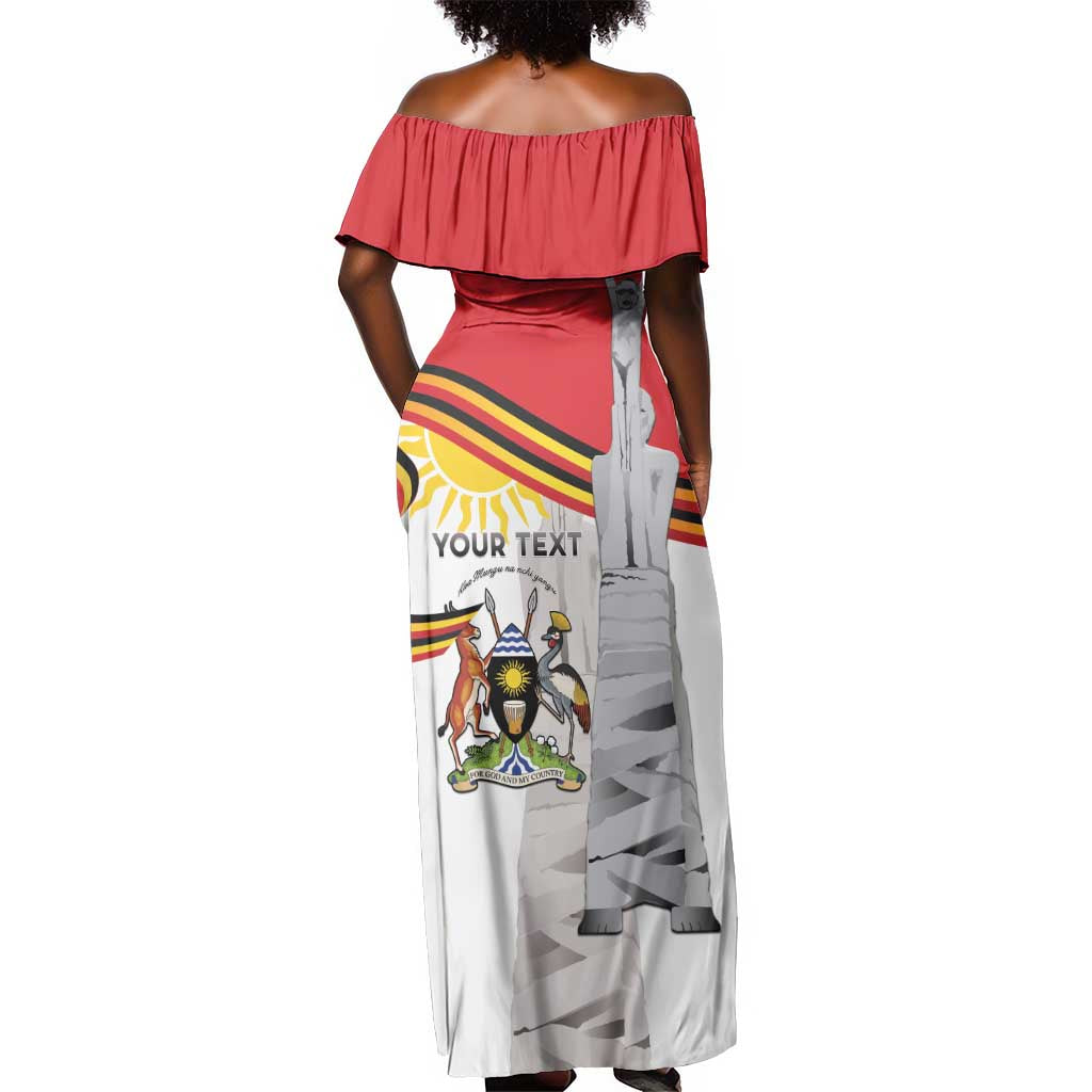 Uganda Independence Day Personalized Off Shoulder Maxi Dress Independence Monument - African Pride