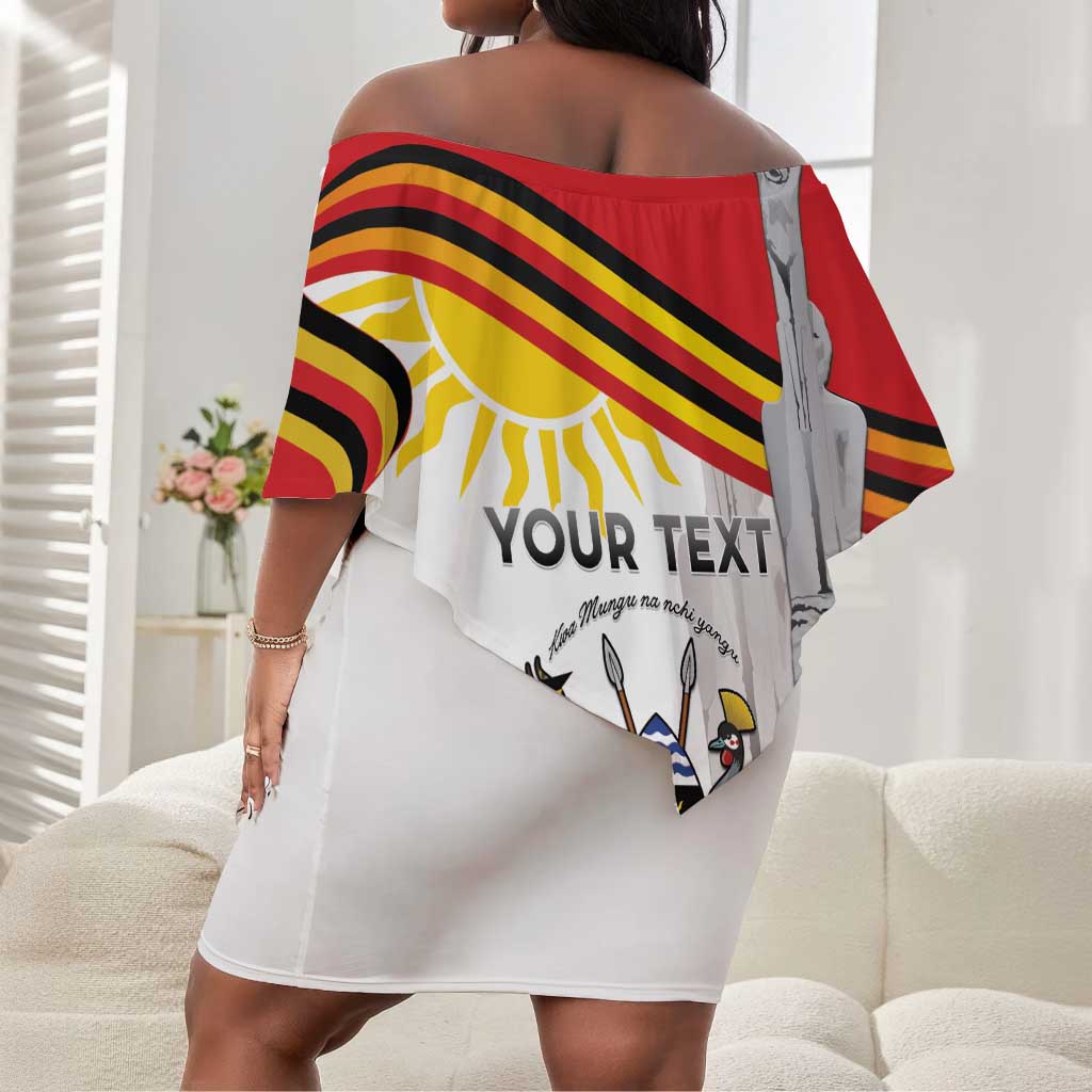 Uganda Independence Day Personalized Off Shoulder Short Dress Independence Monument - African Pride
