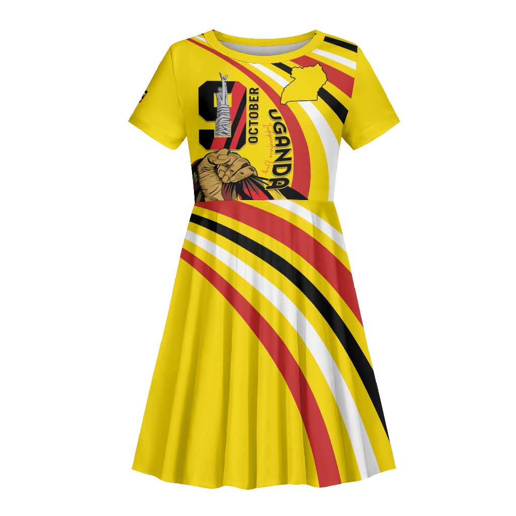 Jamhuri ya Uganda Kid Short Sleeve Dress Happy Independence Day - African Pride